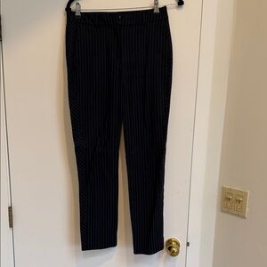 Black with Blue Pinstripe Ankle Pants